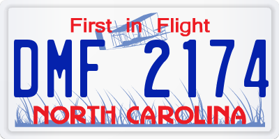 NC license plate DMF2174