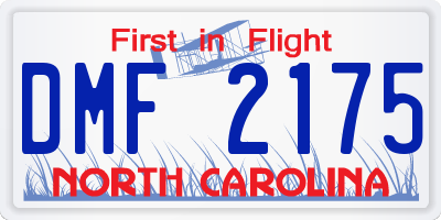 NC license plate DMF2175