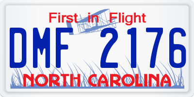 NC license plate DMF2176