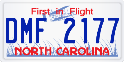 NC license plate DMF2177