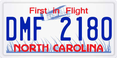 NC license plate DMF2180