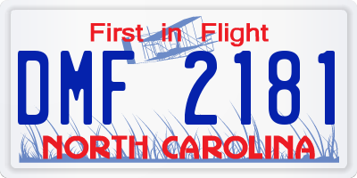 NC license plate DMF2181