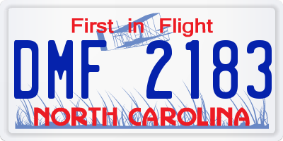 NC license plate DMF2183