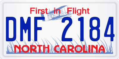 NC license plate DMF2184
