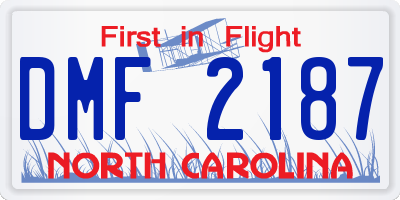 NC license plate DMF2187