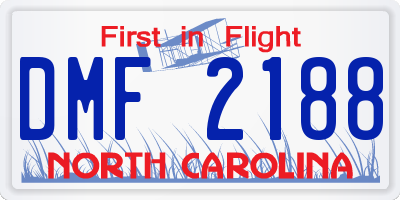 NC license plate DMF2188