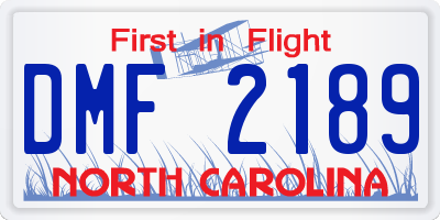 NC license plate DMF2189