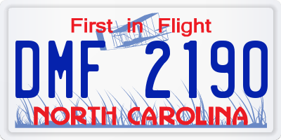 NC license plate DMF2190