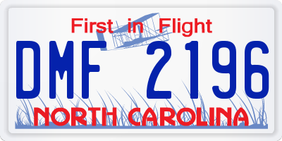 NC license plate DMF2196