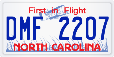 NC license plate DMF2207