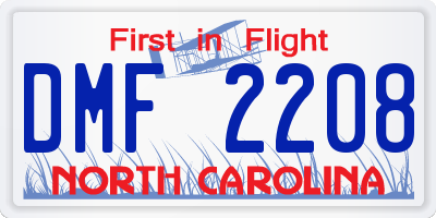 NC license plate DMF2208