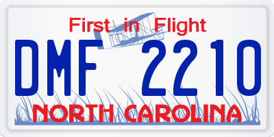 NC license plate DMF2210