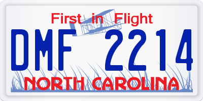 NC license plate DMF2214