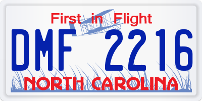 NC license plate DMF2216