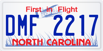 NC license plate DMF2217