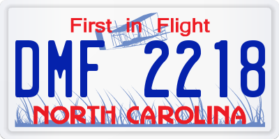 NC license plate DMF2218
