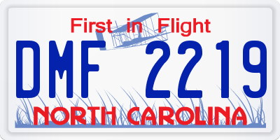 NC license plate DMF2219