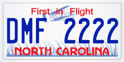 NC license plate DMF2222