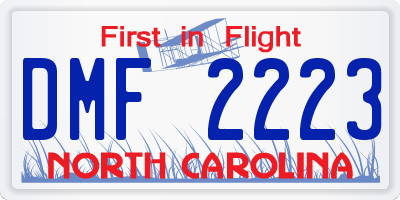 NC license plate DMF2223