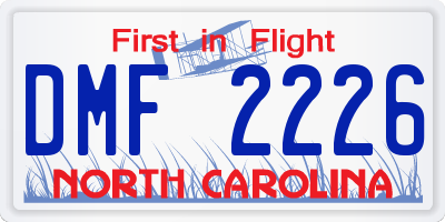 NC license plate DMF2226
