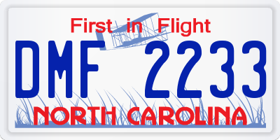 NC license plate DMF2233