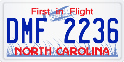 NC license plate DMF2236