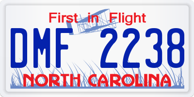 NC license plate DMF2238