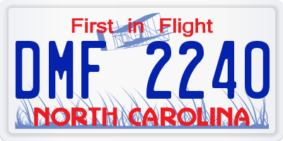 NC license plate DMF2240