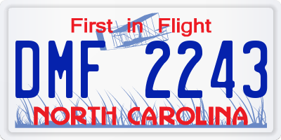 NC license plate DMF2243