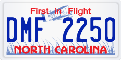 NC license plate DMF2250