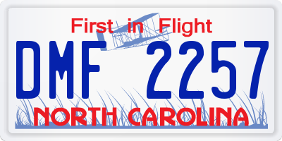 NC license plate DMF2257