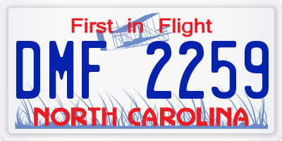 NC license plate DMF2259