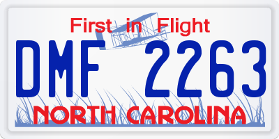 NC license plate DMF2263