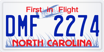 NC license plate DMF2274