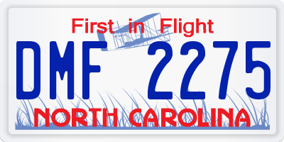 NC license plate DMF2275