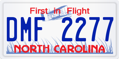 NC license plate DMF2277