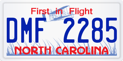 NC license plate DMF2285