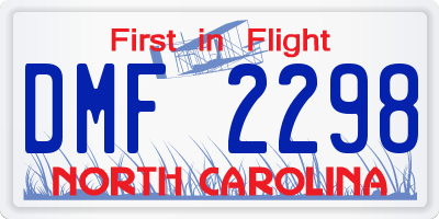 NC license plate DMF2298