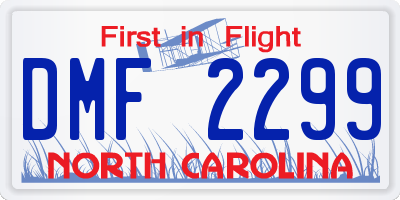 NC license plate DMF2299