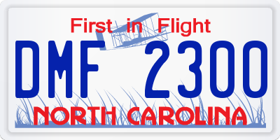 NC license plate DMF2300