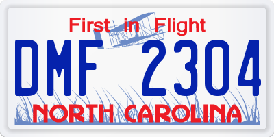NC license plate DMF2304
