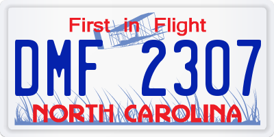 NC license plate DMF2307