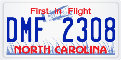 NC license plate DMF2308