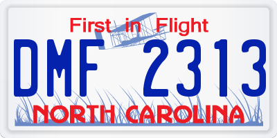 NC license plate DMF2313
