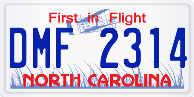 NC license plate DMF2314