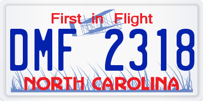 NC license plate DMF2318