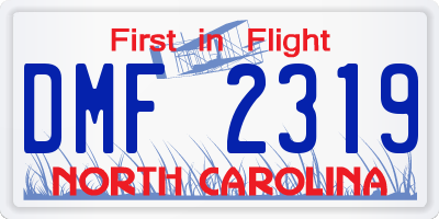 NC license plate DMF2319