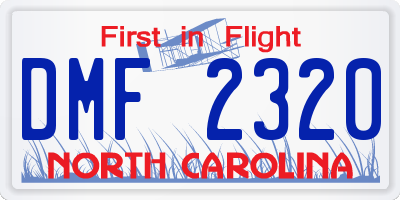 NC license plate DMF2320