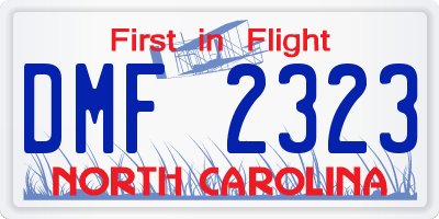 NC license plate DMF2323