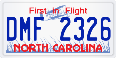 NC license plate DMF2326
